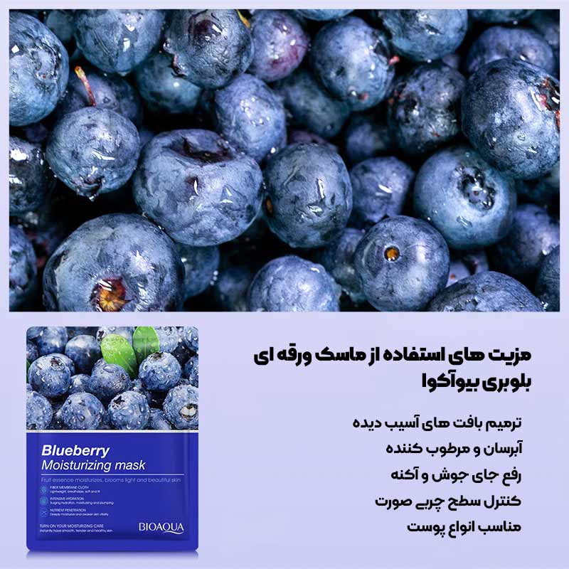 ماسک ورقه ای صورت بلوبری BIOAQUA